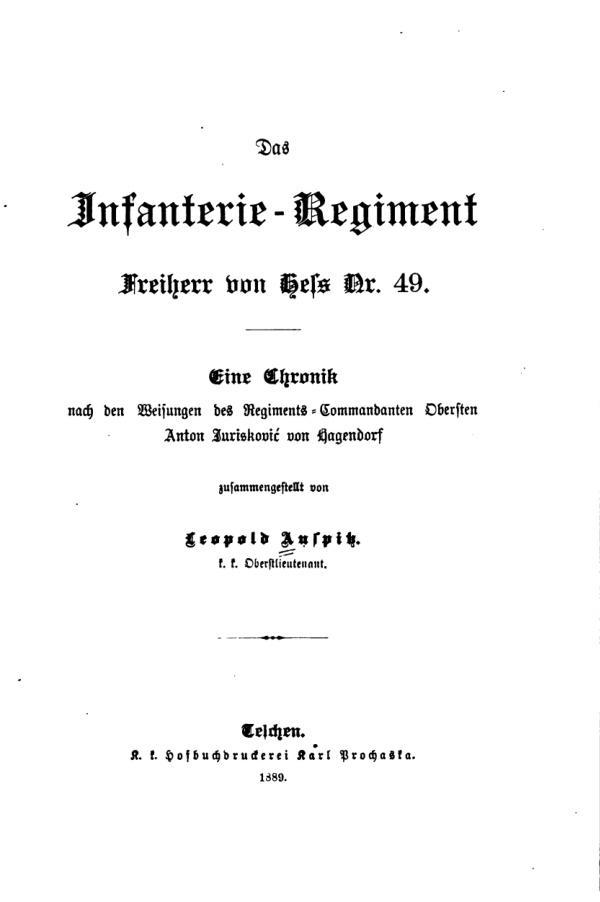 Das Infanterie Regiment Freiherr von Hess Nr 49 German Edition Leopold Auspitz Kitap Kapağı