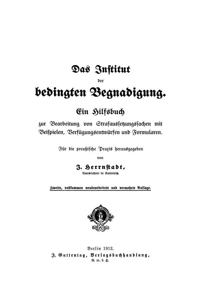 Das Institut der bedingten Begnadigung German Edition Ignaz Herrnstadt Kitap Kapağı