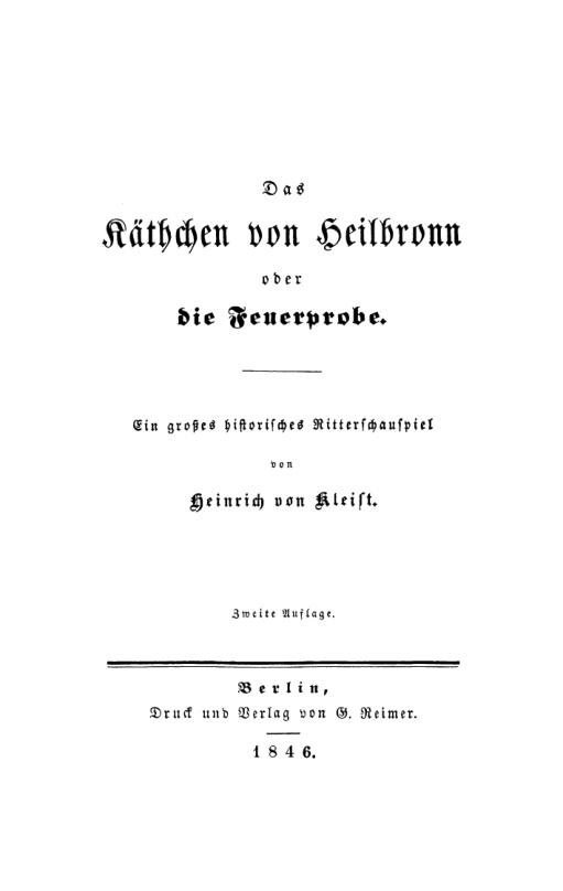Das Kathchen von Heilbronn oder die Feuerprobe German Edition Heinrich Kleist Kitap Kapağı