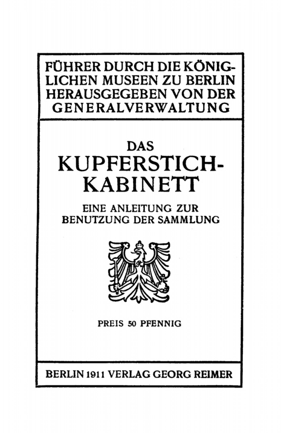 Das Kupferstichkabinett German Edition Koniglichen Museen zu Berlin Kitap Kapağı