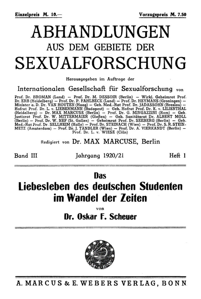 Das Liebesleben des deutschen Studenten im Wandel der Zeiten German Edition Oskar Franz Scheuer Kitap Kapağı