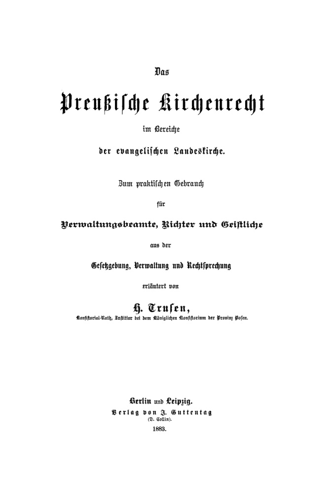 Das Preussische Kirchenrecht im Bereiche der evangelischen Landeskirche German Edition Hermann Trusen Kitap Kapağı