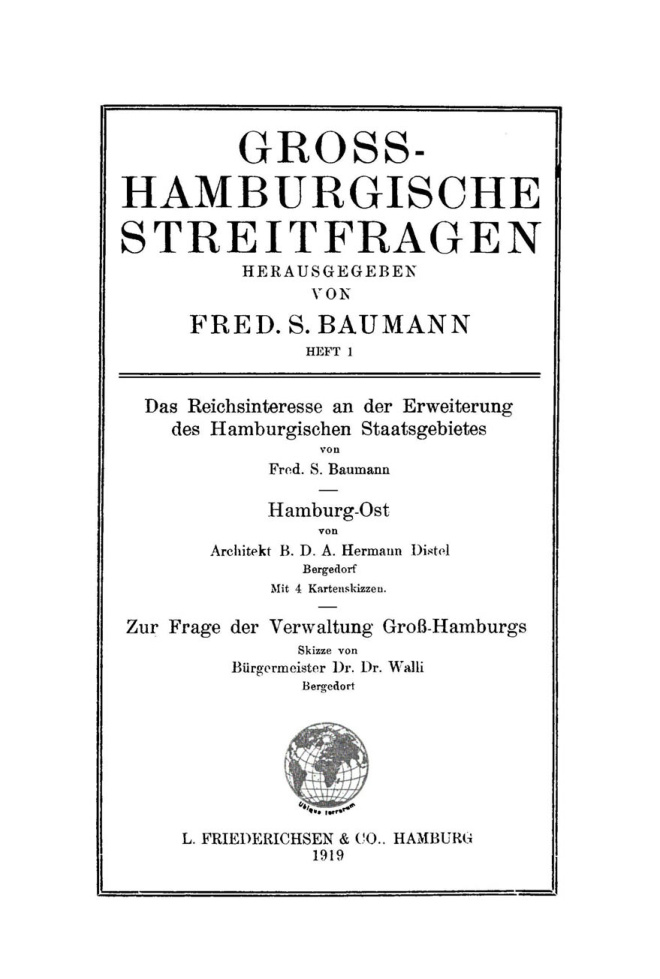 Das Reichsinteresse an der Erweiterung des Hamburgischen Staatsgebietes German Edition Fred S Baumann Kitap Kapağı