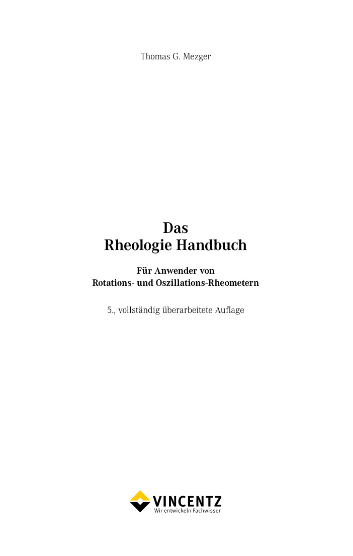 Das Rheologie Handbuch German Edition Thomas G Mezger Kitap Kapağı