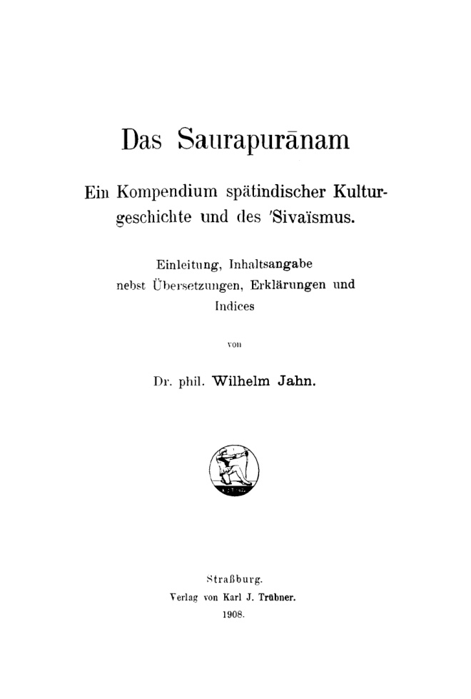 Das Saurapuranam German Edition Wilhelm Jahn Kitap Kapağı