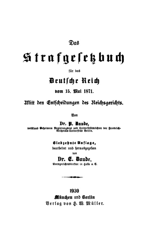 Das Strafgesetzbuch fur das Deutsche Reich vom 15 Mai 1871 German Edition P Daude Kitap Kapağı