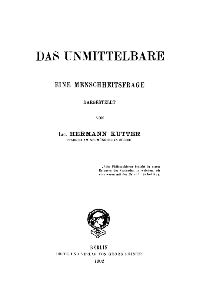 Das Unmittelbare German Edition Hermann Kutter Kitap Kapağı