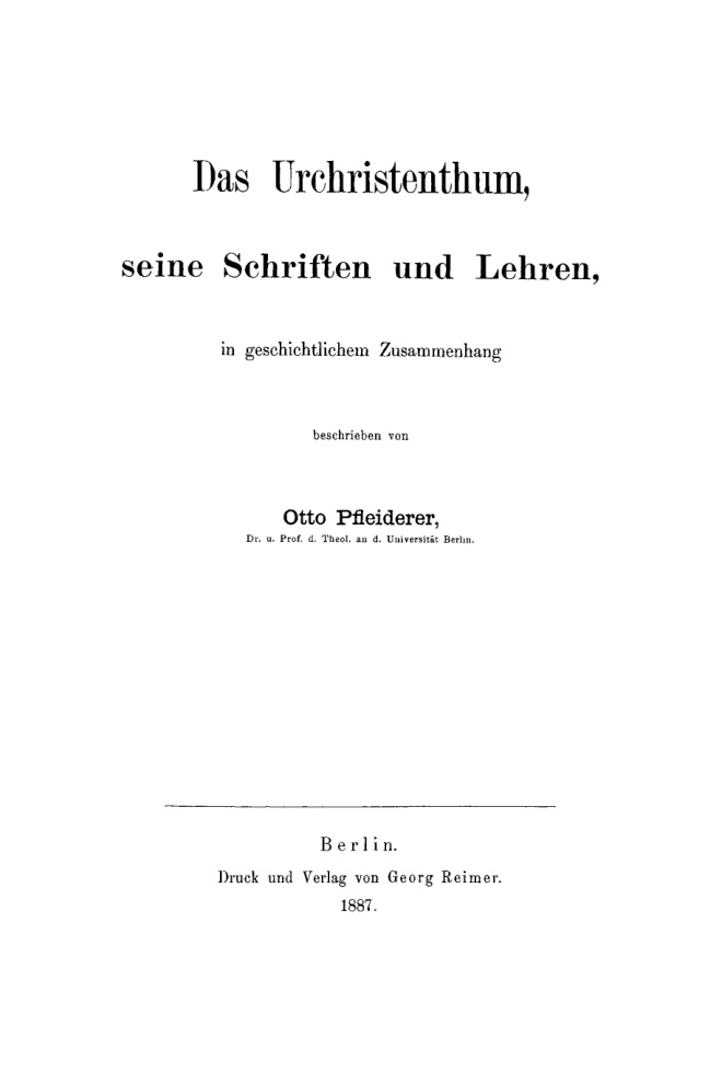 Das Urchristenthum seine Schriften und Lehren German Edition Otto Pfleiderer Kitap Kapağı