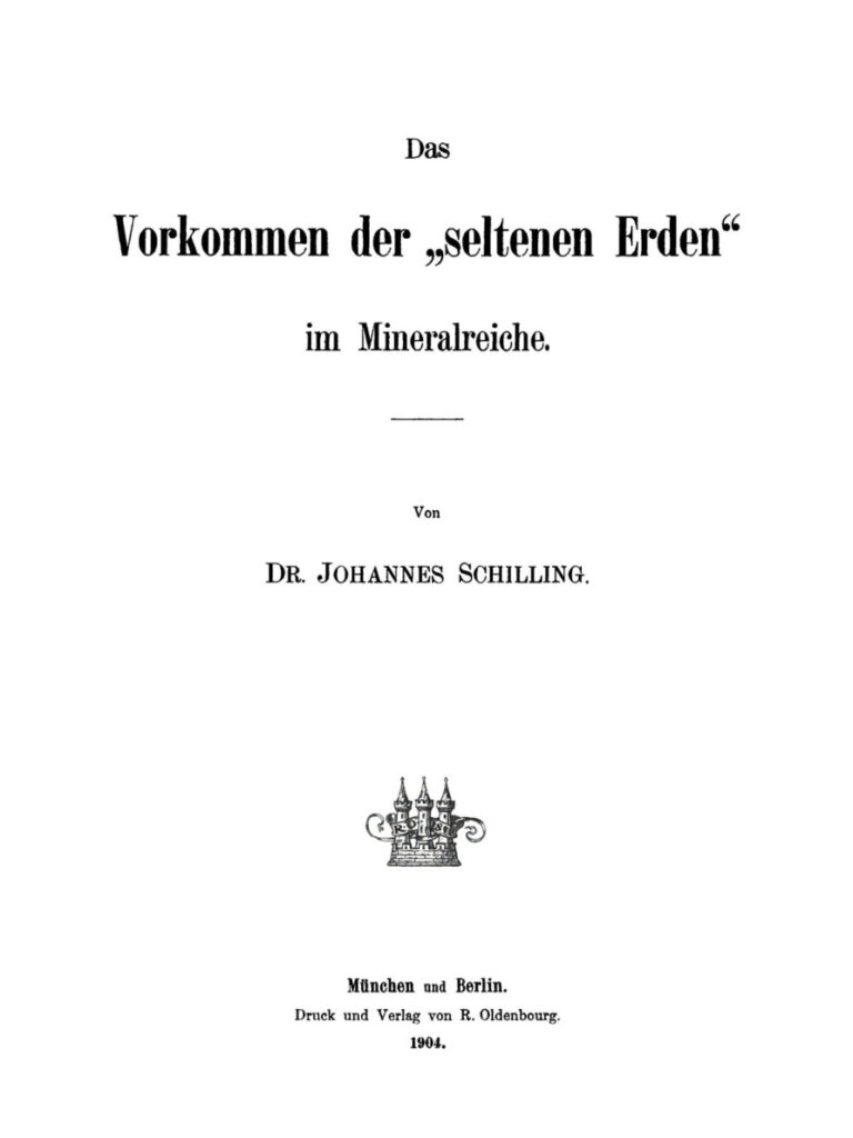 Das Vorkommen der seltenen Erden im Mineralreiche German Edition Johannes Schilling Kitap Kapağı