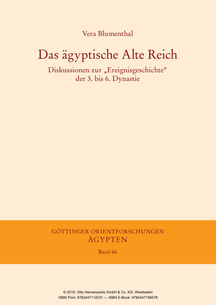 Das agyptische Alte Reich German Edition Vera Blumenthal Kitap Kapağı