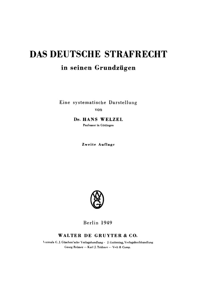 Das deutsche Strafrecht in seinen Grundzugen German Edition Hans Welzel Kitap Kapağı