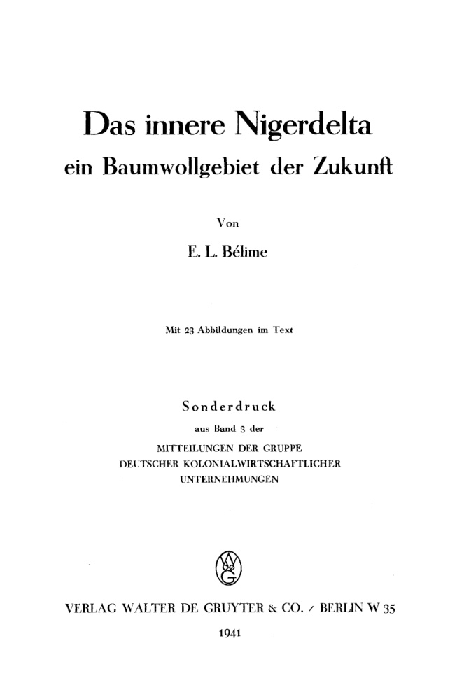 Das innere Nigerdelta ein Baumwollgebiet der Zukunft German Edition E L Belime Kitap Kapağı