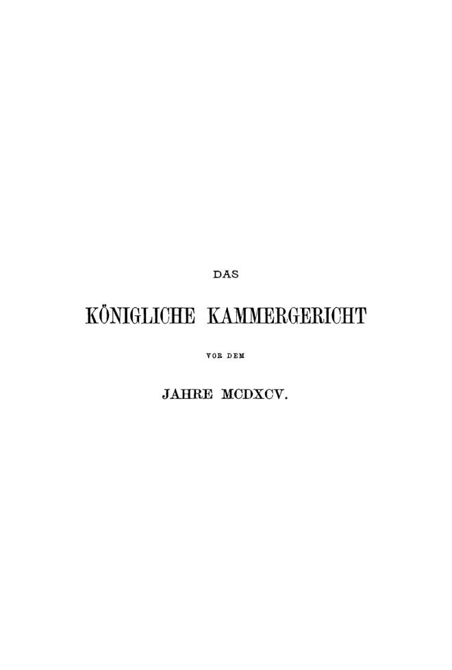 Das konigliche Kammergericht vor dem Jahre 1495 German Edition Otto Franklin Kitap Kapağı
