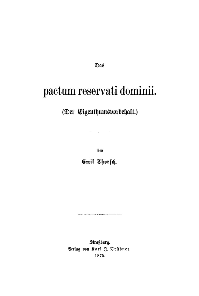 Das pactum reservati domini German Edition Emil Thorsch Kitap Kapağı