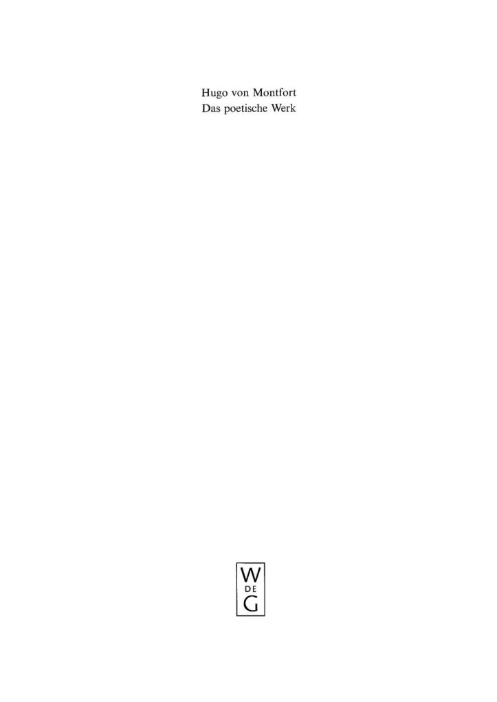 Das poetische Werk German Edition Hugo von Montfort Kitap Kapağı