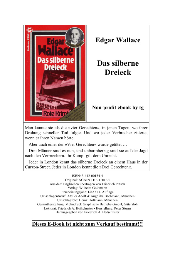 Das silberne Dreieck German Edition Wallace Edgar Kitap Kapağı