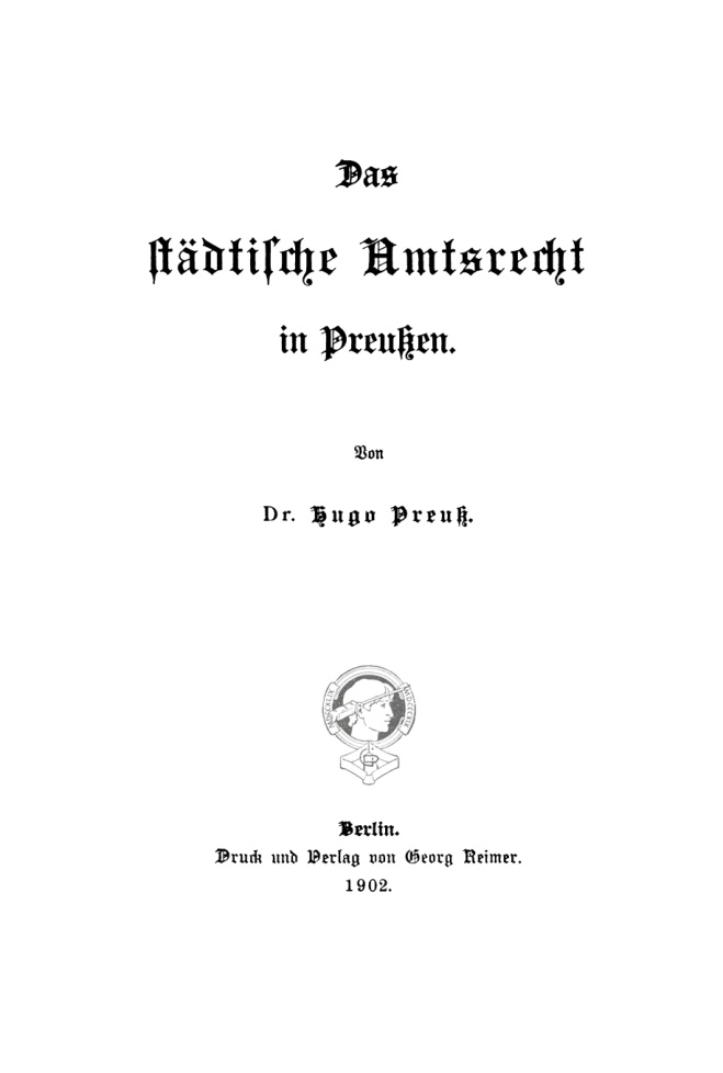Das stadtische Amtsrecht in Preussen German Edition Hugo Preuss Kitap Kapağı