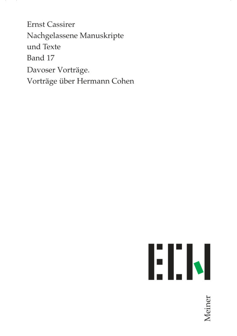 Davoser Vortrage Vortrage uber Hermann Cohe German Edition Ernst Cassirer Kitap Kapağı