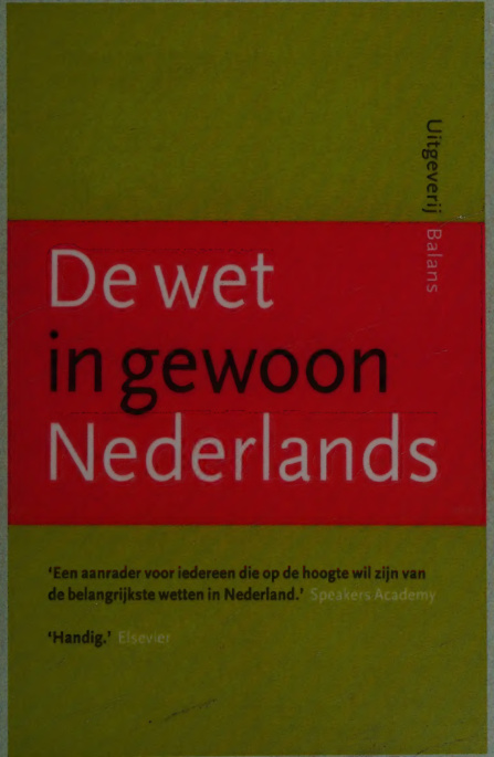 De wet in gewoon nederlands Dutch Edition Douwe Brongers Kitap Kapağı