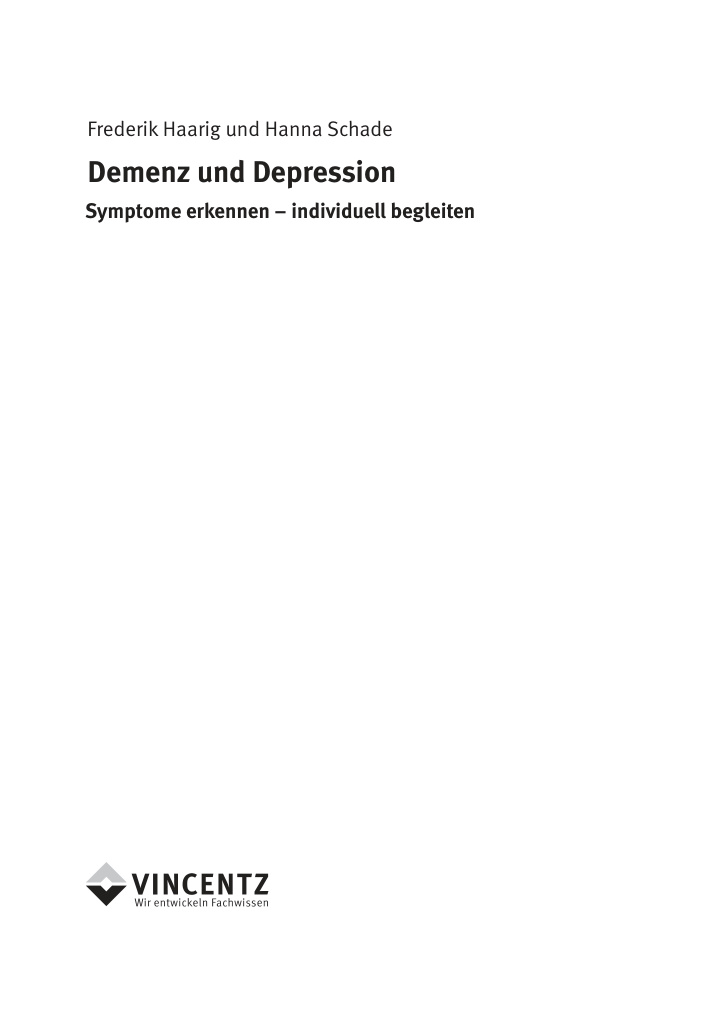 Demenz und Depression German Edition Frederik Haarig Kitap Kapağı