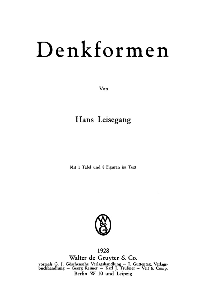 Denkformen German Edition Hans Leisegang Kitap Kapağı