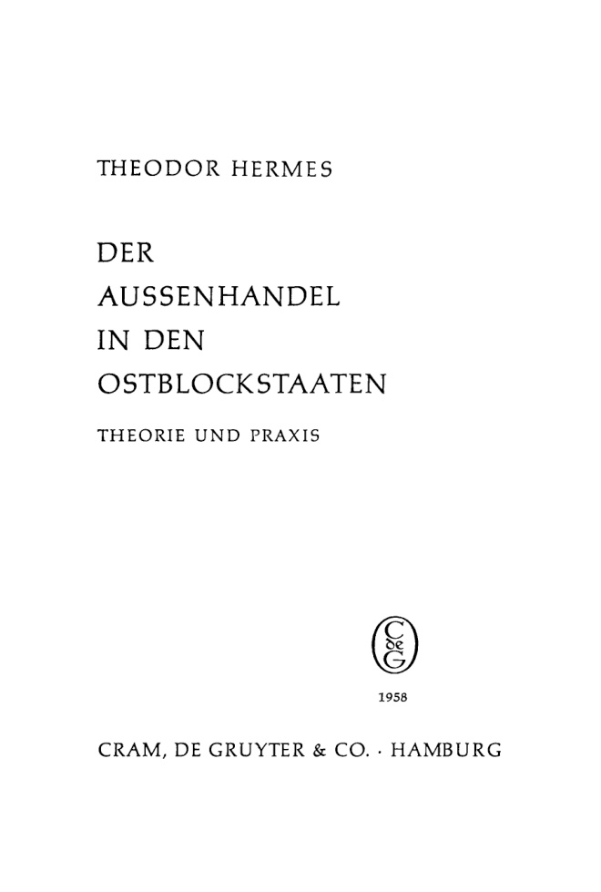Der Aussenhandel in den Ostblockstaaten German Edition Theodor Hermes Kitap Kapağı