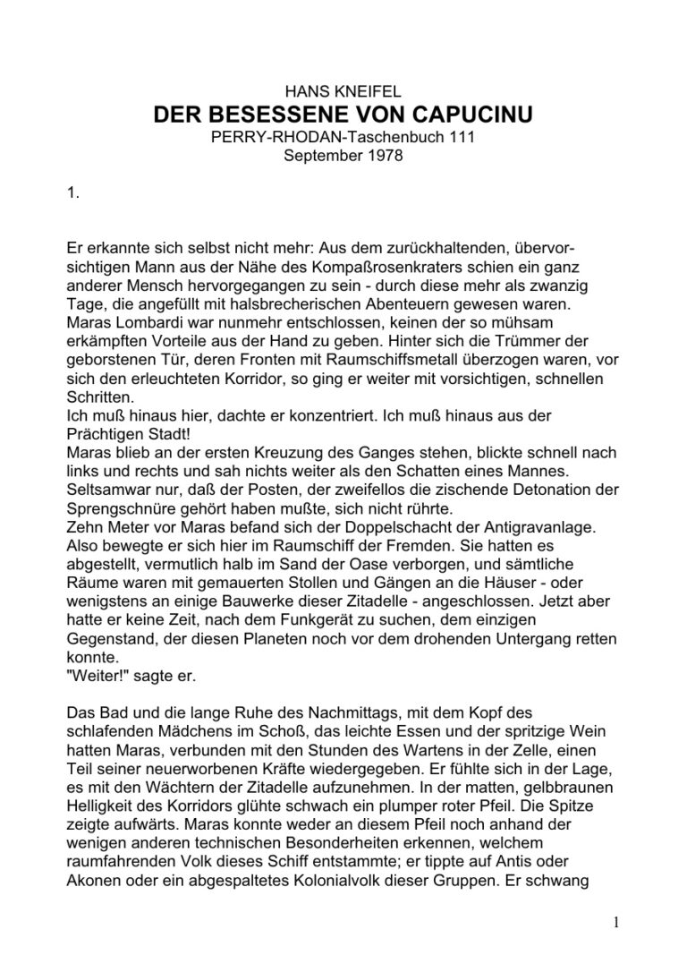 Der Besessene von Capucinu German Edition Kneifel Hans Kitap Kapağı