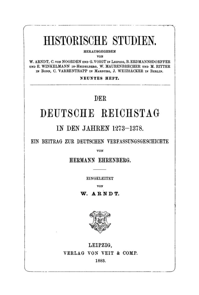 Der Deutsche Reichstag in den Jahren 1273 1318 German Edition Hermann Ehrenberg Kitap Kapağı