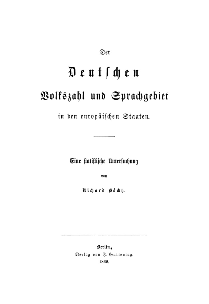 Der Deutschen Volkszahl und Sprachgebiet in den europaischen Staaten German Edition Richard Boeckh Kitap Kapağı