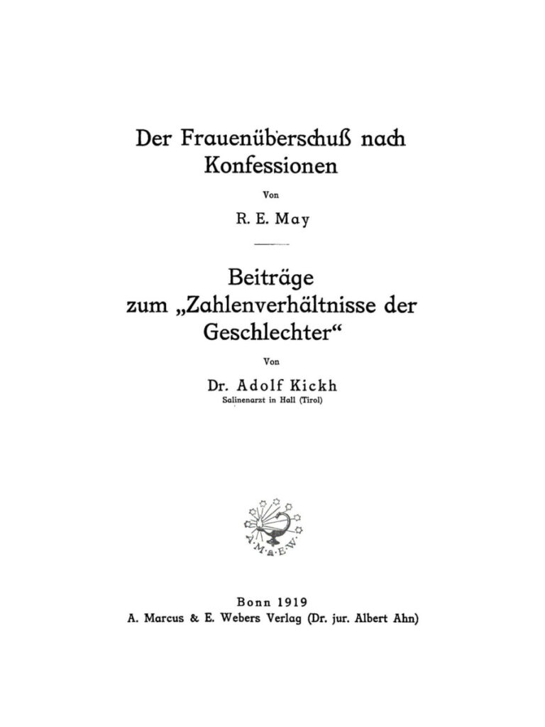 Der Frauenuberschuss nach Konfessionen German Edition R E May Kitap Kapağı
