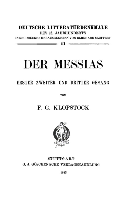 Der Messias Gesang 1 3 German Edition F G Klopstock Kitap Kapağı
