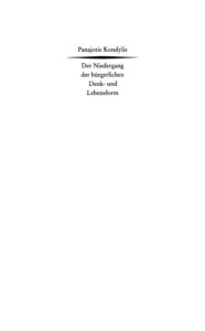 Der Niedergang der burgerlichen Denk und Lebensform German Edition Panajotis Kondylis Kitap Kapağı