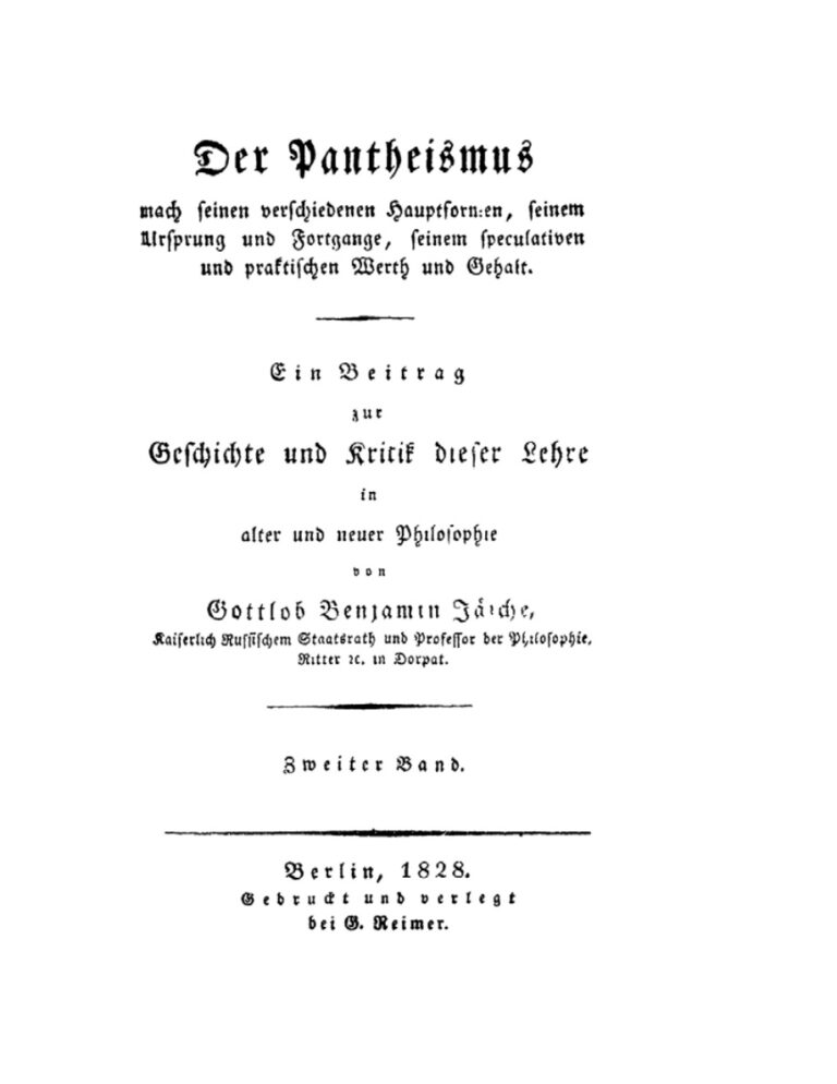 Der Pantheismus nach seinen verschiedenen Hauptformen Band 2 German Edition Gottlob Benjamin Jasche Kitap Kapağı