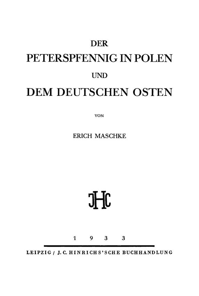 Der Peterspfennig in Polen und dem deutschen Osten German Edition Erich Maschke Kitap Kapağı