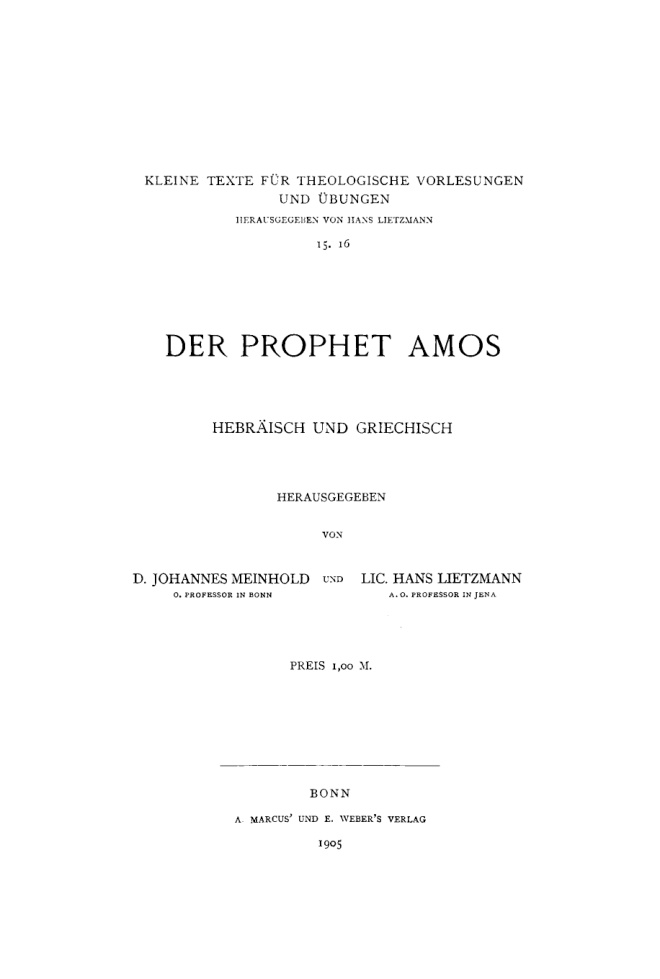 Der Prophet Amos German Edition Amos Kitap Kapağı