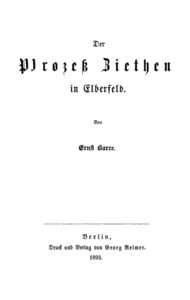 Der Prozess Ziethen in Elberfeld German Edition Ernst Barre Kitap Kapağı