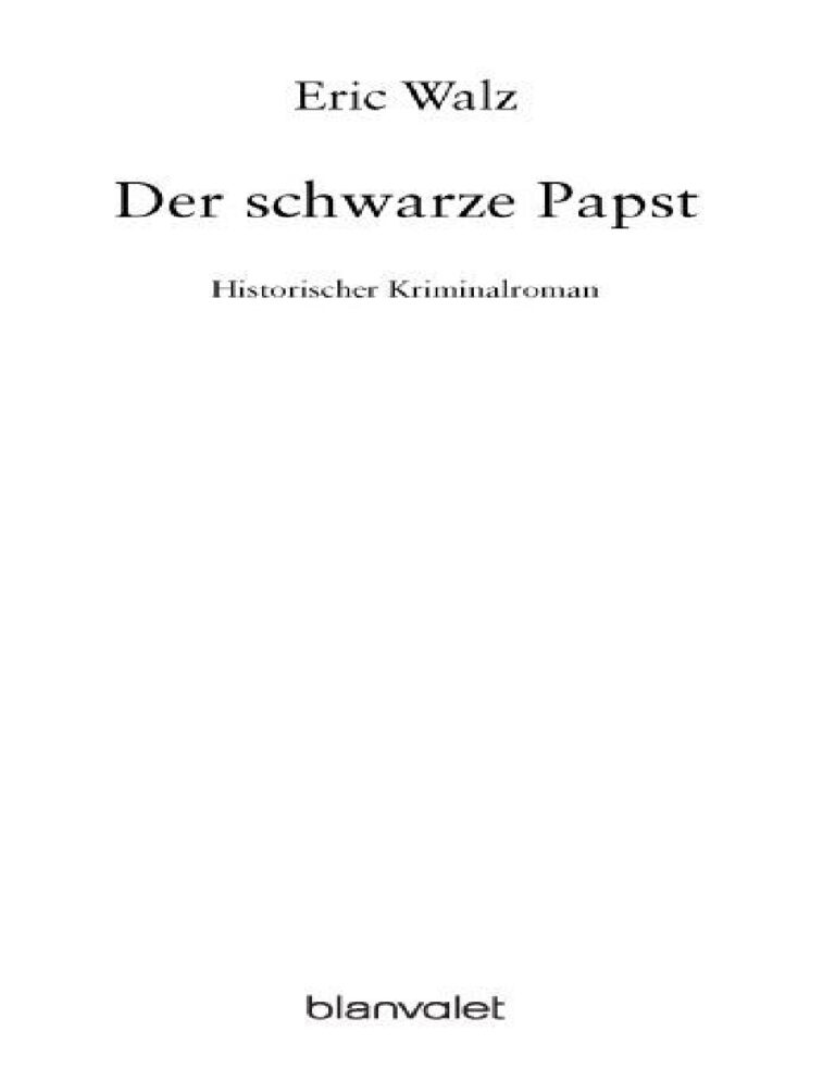 Der Schwarze Papst Walz Eric Kitap Kapağı