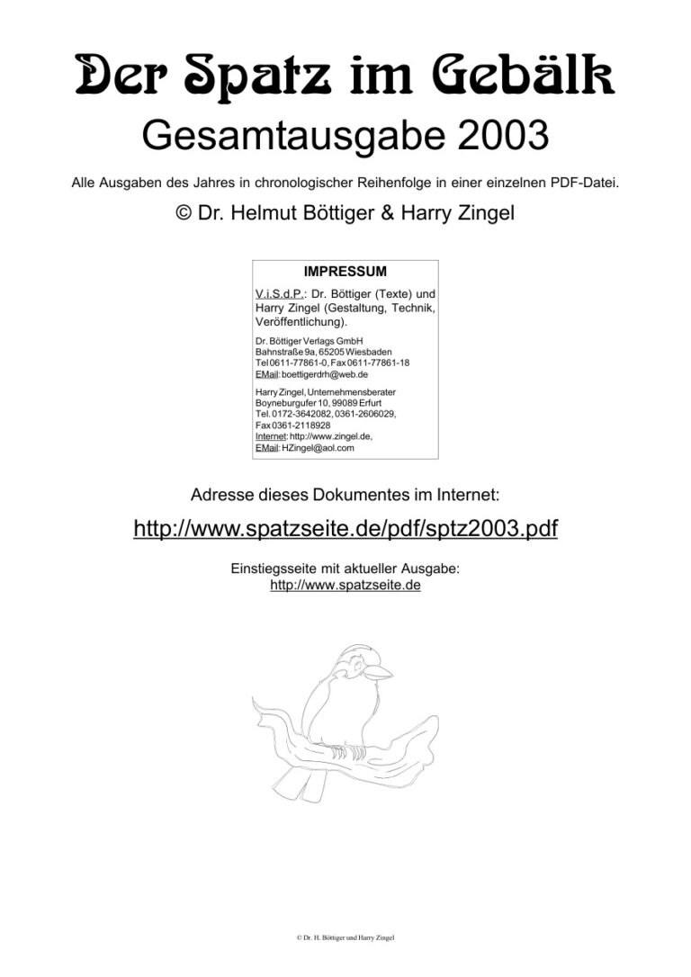 Der Spatz im Gebalk German Edition Bottiger Helmut Kitap Kapağı