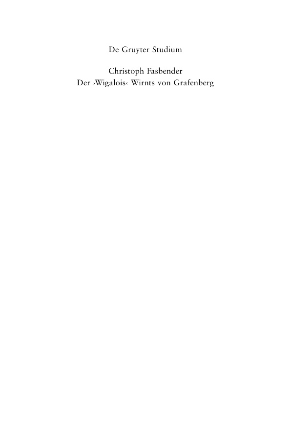 Der Wigalois Wirnts von Grafenberg German Edition Christoph Fasbender Kitap Kapağı