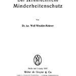 Der aktienrechtliche Minderheitenschutz German Edition Wolf Winckler Kramer Kitap Kapağı