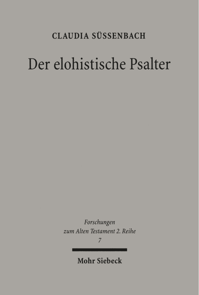 Der elohistische Psalter German Edition Claudia Sussenbach Kitap Kapağı