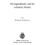 Der kapitalistische und der technische Mensch German Edition Heinrich Hardensett Kitap Kapağı