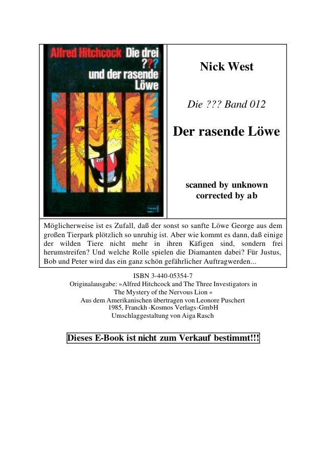 Der rasende Lowe German Edition West Nick Kitap Kapağı