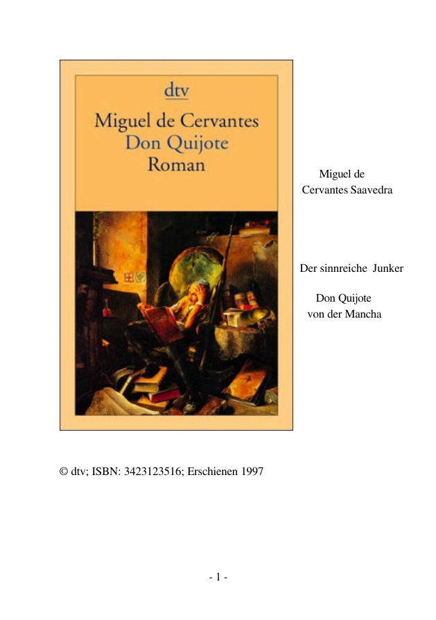 Der sinnreiche Junker Don Quijote von der Mancha German Edition de Cervantes Saavedra Miguel Kitap Kapağı
