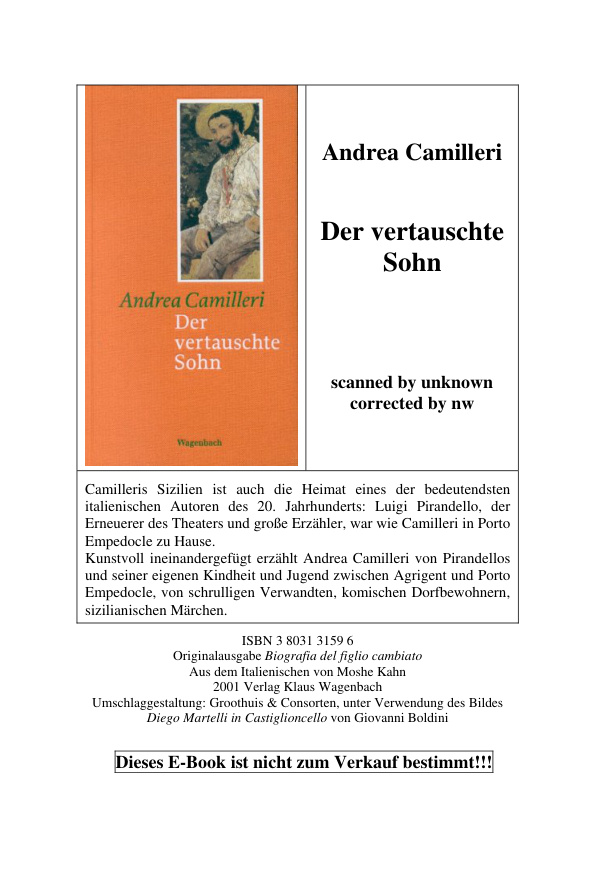 Der vertauschte Sohn German Edition Andrea Camilleri Kitap Kapağı