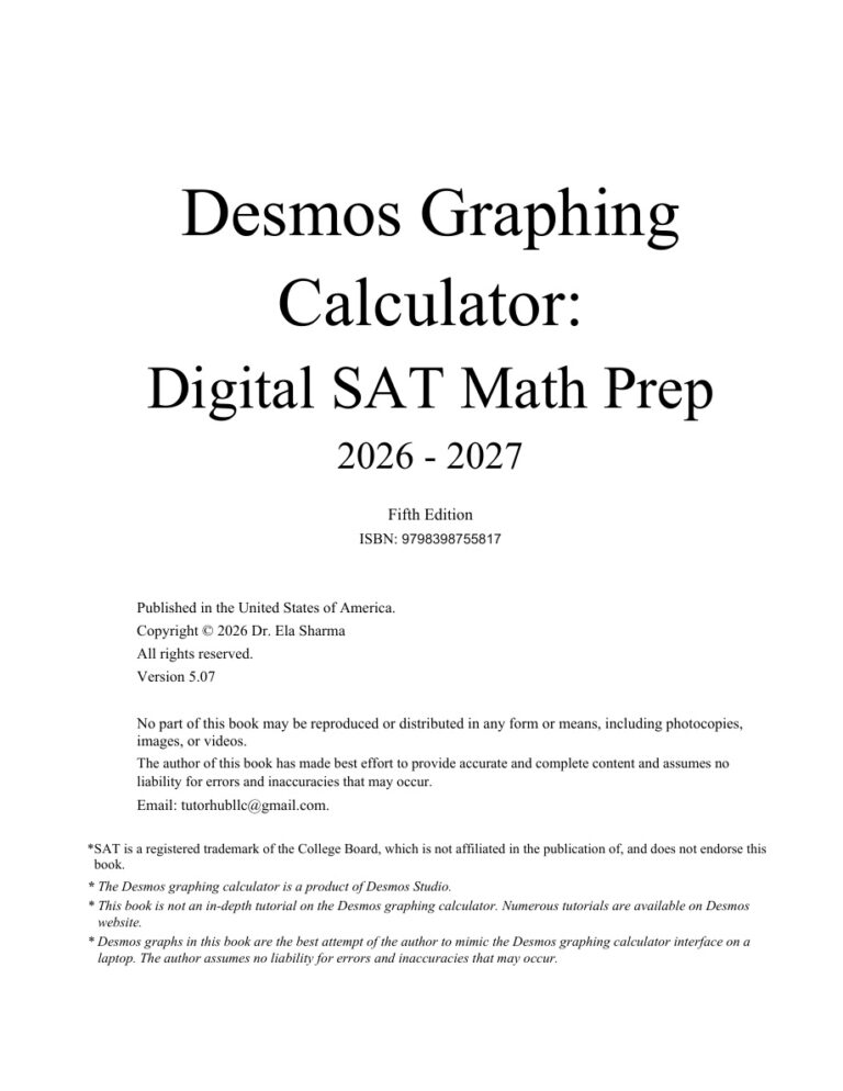 Desmos Graphing Calculator Digital SAT Math Prep Ela Sharma Kitap Kapağı