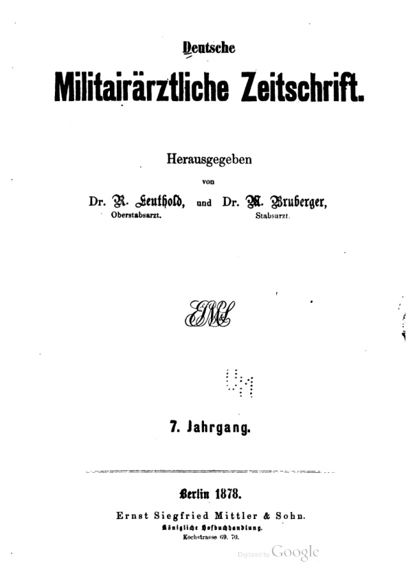 Deutsche Militararztliche Zeitschrift German Edition Rudolf von Leuthold Kitap Kapağı
