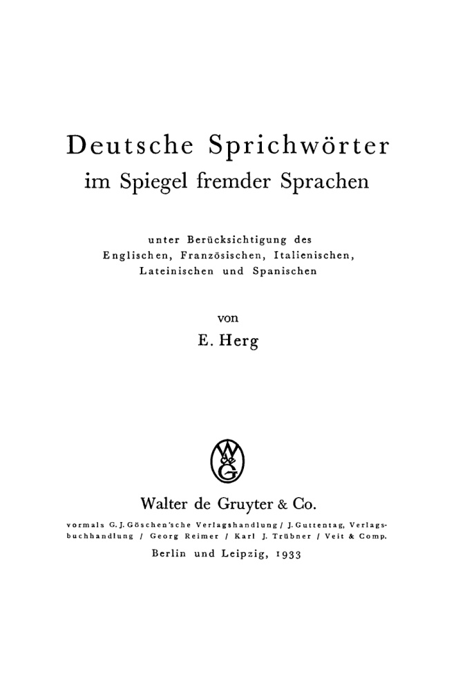 Deutsche Sprichworter im Spiegel fremder Sprachen German Edition E Herg Kitap Kapağı