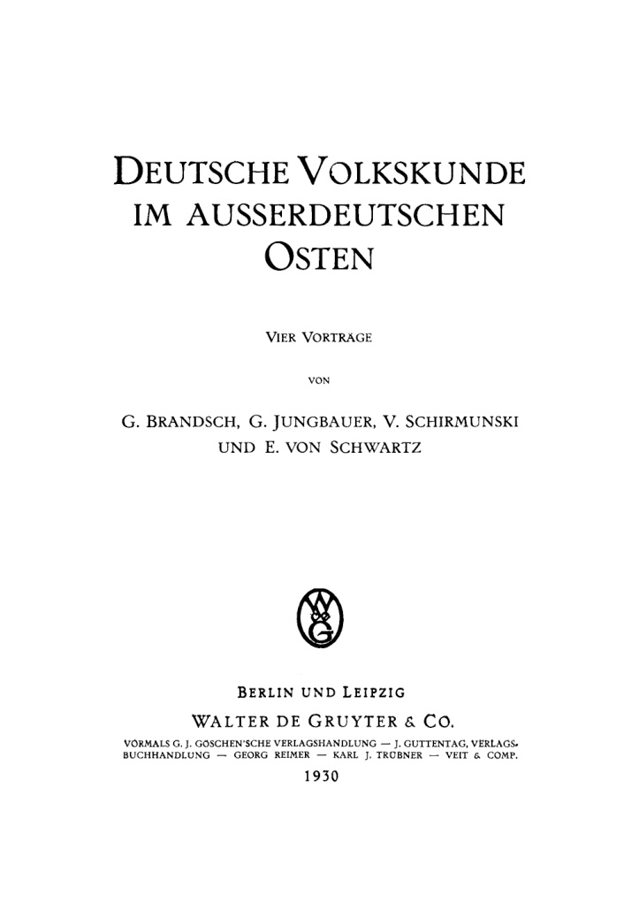 Deutsche Volkskunde im ausserdeutschen Osten German Edition G Brandsch Kitap Kapağı