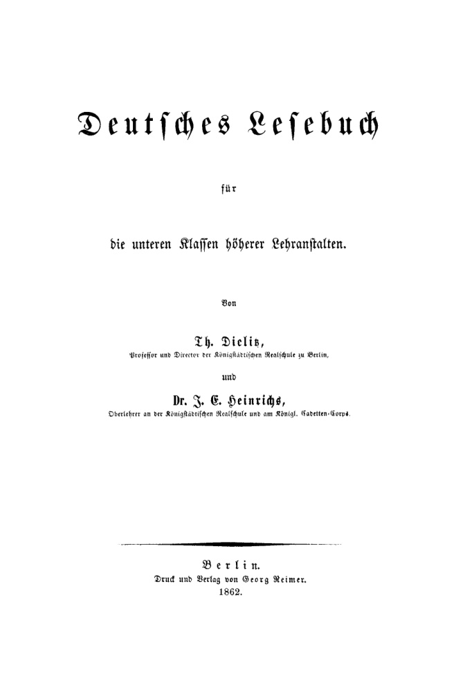 Deutsches Lesebuch fur die unteren Klassen hoherer Lehranstalten German Edition Th Dielis Kitap Kapağı